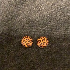 Leopard print stud earrings